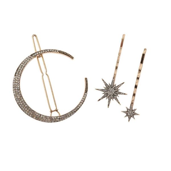 

hair clips 3pcs vintage pin moon snowflake star clip barrette accessories for girls
