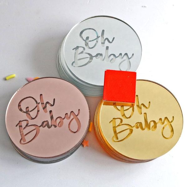 

other festive & party supplies 10pcs gold silver happy birthday cupcake er "oh baby "acrylic circle cake for dessert decorations