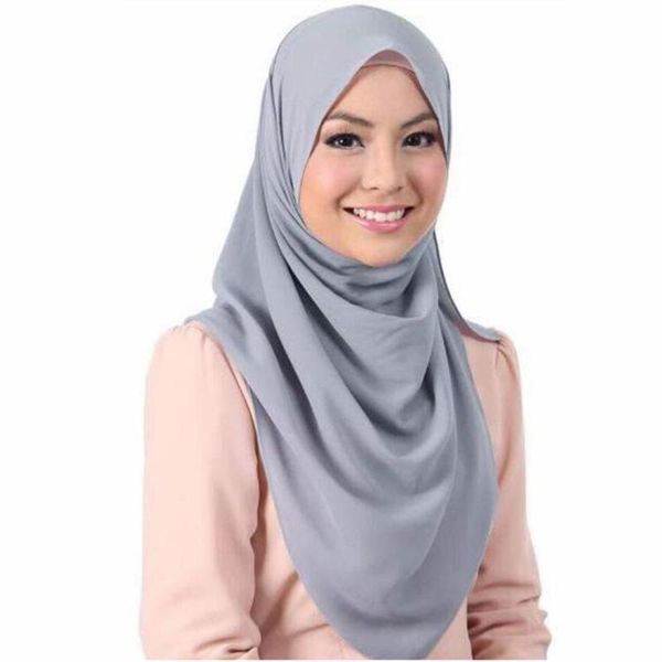 

scarves selling monochrome muslim satin turban fashion simulation silk scarf long, Blue;gray