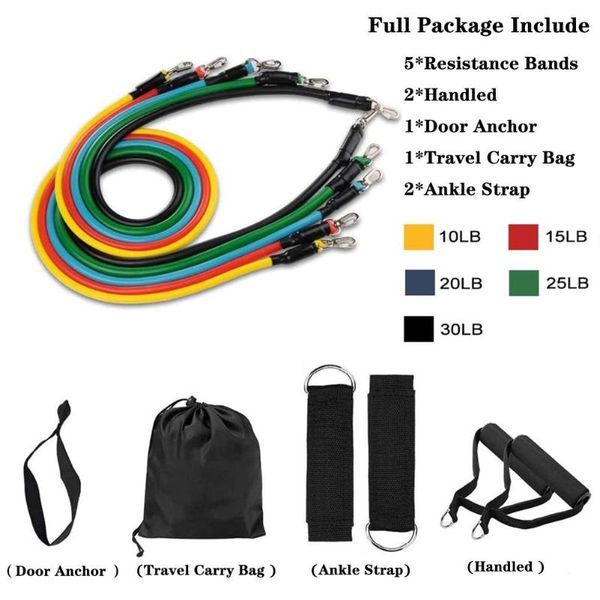 

resistance bands pull rope set elastic tube training device fitness equipment exercise kit body build 8/15/20/25/30lb