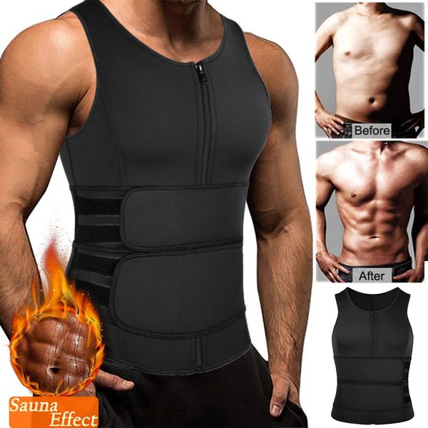 

waist trainer sweat vest for men neoprene sauna tank compression workout corset slimming body shaper tummy control suit