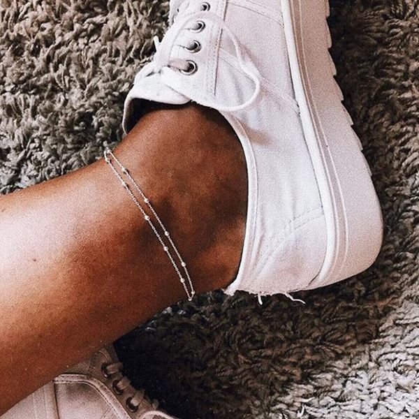

summer gold silver color bead chain anklet for women vintage foot ankle sandals bohemian beach leg jewelry anklet wholesale, Red;blue
