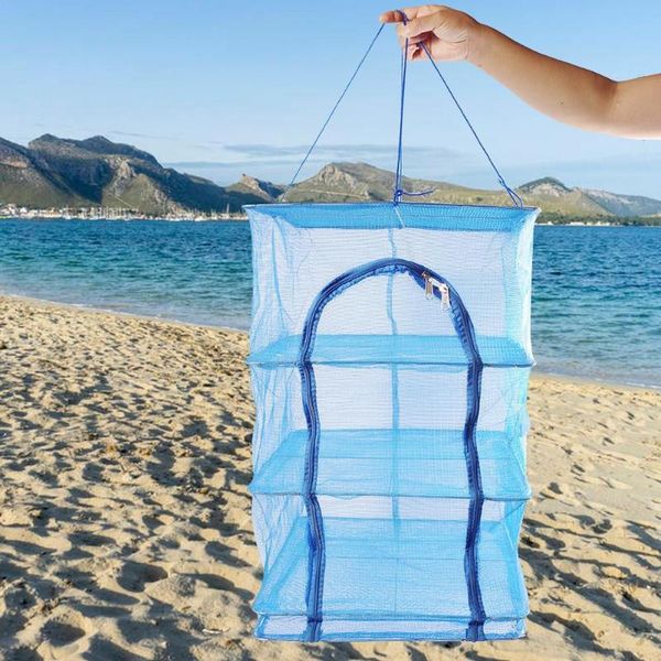 

hanging net foldable fish 4 layers durable folding vegetable dishes dryer for man outdoor fishing accessories