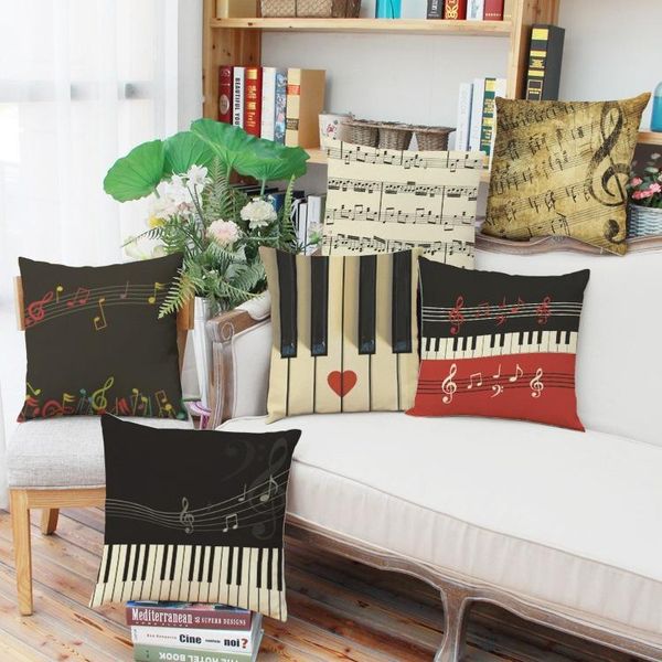 

letter note piano pattern digital printing linen pillow back seat cushion backrest core farmhouse home decor decorative cushion/decorative
