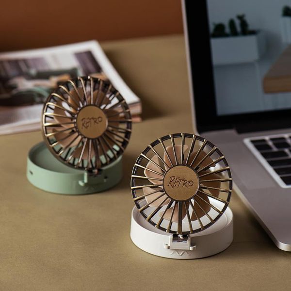 

electric fans folding mini fan led mirror hand held portable with lanyard summer student usb rechargeable