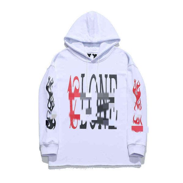 

couple high street hooded flame large letter reflective sweater for men, Black