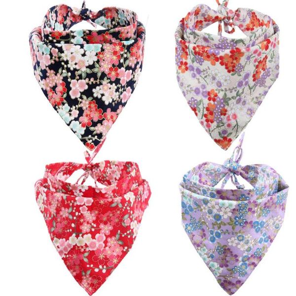 

dog apparel bandanas triangle bibs scarf accessories japanese style reversible pets kerchief set