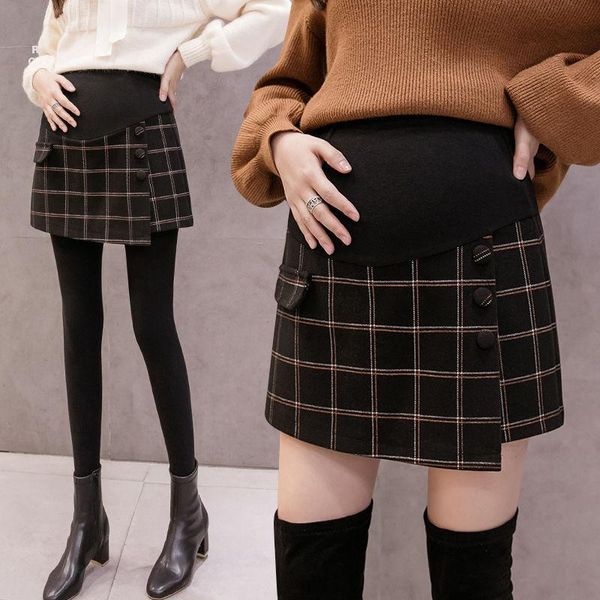

wool autumn winter thicken woolen maternity shorts adjustable belly clothes for pregnant women wide leg pregnancy short pant bottoms, White