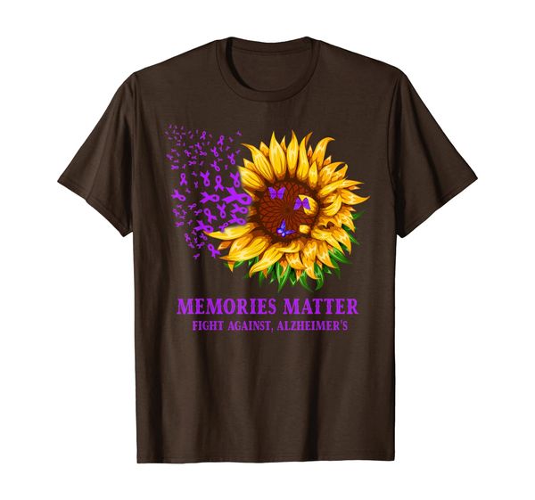

memories matter fight against alzheimers sunflower shirt, White;black
