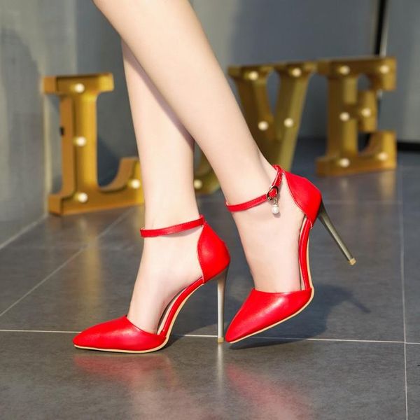 

big size high heels sandals women shoes woman summer ladies button-tipped with thick, Black