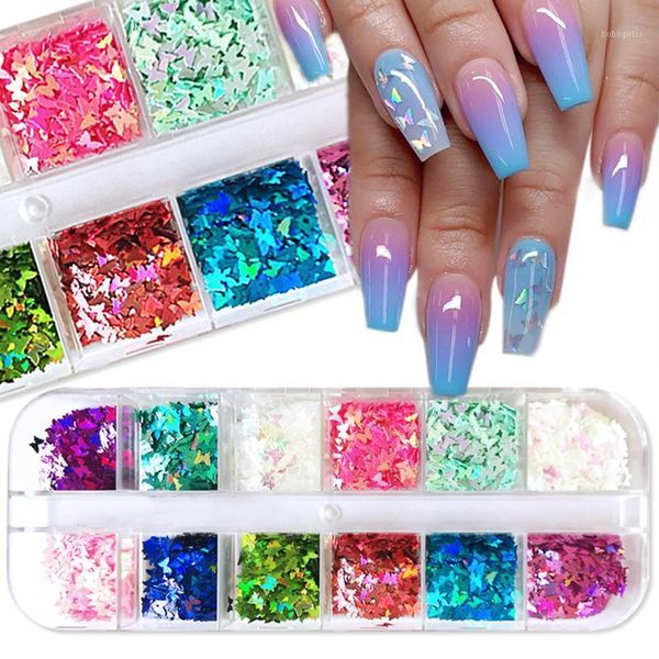 

colors nail decorations colorful -thin butterfly sequin manicure laser sequins diy shaped art beauty tools1, Black