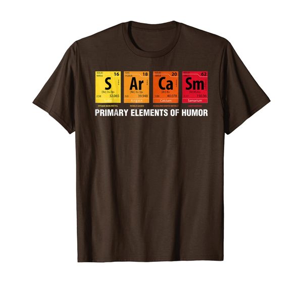 

sarcasm elements of humor periodic table graphic t-shirt, White;black