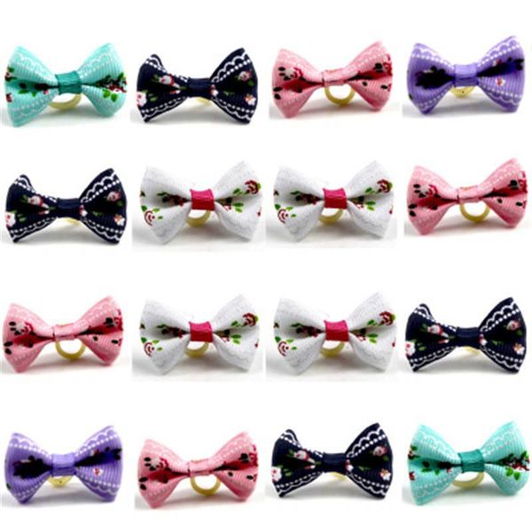 

dog apparel 50pcs pet supplies grooming flower bows cat hair rubber bands accessories products for small dogs