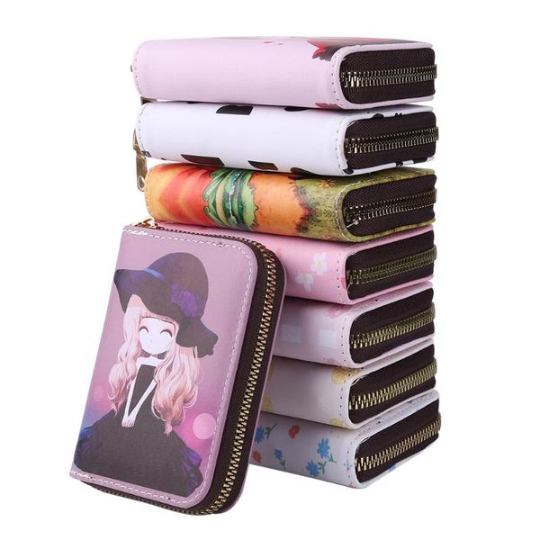 

card holders fashion female wallet short 11 layers purse organizer vintage ladies clutch handbags with cartoon patterns designed, Brown;gray