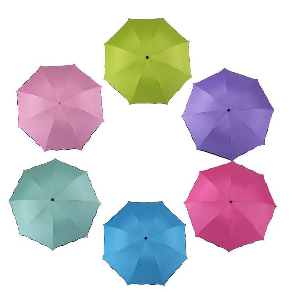 

umbrellas ladies sunshine umbrella blossoms in water changes color parasol triple fold black rubber sunscreen uv