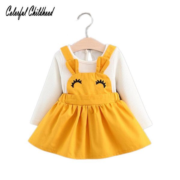 

girl's dresses princess baby 2021 summer girls clothes cartoon squinting eyes dress cute cotton kids clothing, Red;yellow
