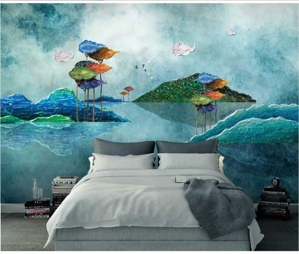 

wallpapers xue su custom large wallpaper mural landscape nordic decorative painting hand-painted background wall