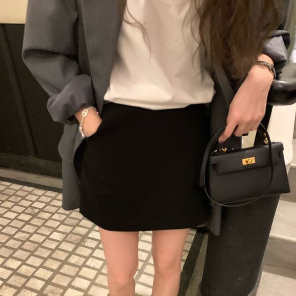 

skirts yuyu black women's autumn high waist small a-shaped thin short skirt