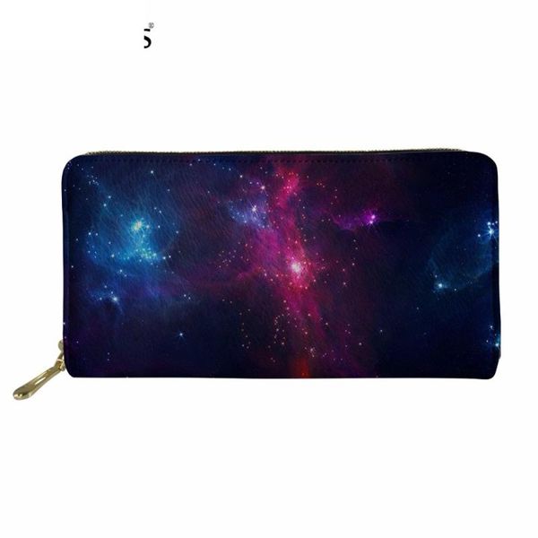 

wallets blue galaxy/universe/nebula print women men long pu leather wallet brand design zipper purse money bags murse sumka, Red;black