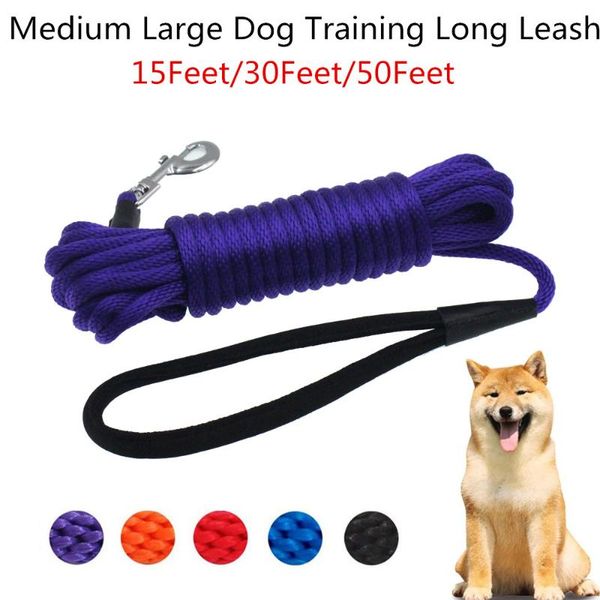 

strong nylon dog long leash tracking round rope outdoor walking training pet leads leashes for medium larger dogs supplies collars &