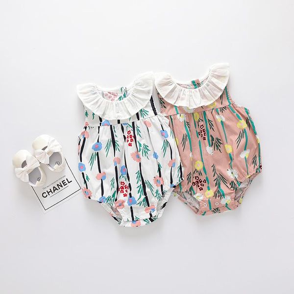 

baby clothes summer jumpsuit sleeveless girl born clothing 0-6 months flowers jumpsuits, Blue