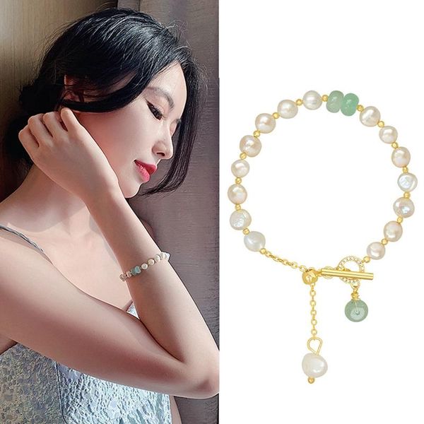 

bangle gold color irregular pearl bracelet adjustable chain women jewelry gift for woman, Black