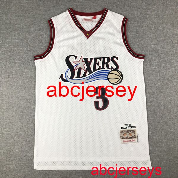 

men's 3# iverson 2020 retro white basketball jersey s- vest, Black