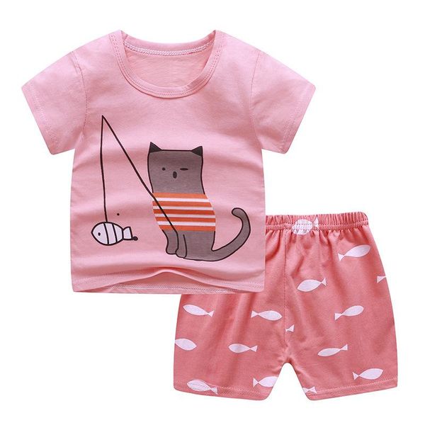 

clothing sets h938 summer children's cotton outfit baby boys shorts + tshirts clothes t-shirts kids for gir, White