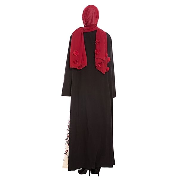 

floral dubai abaya kimono hijab muslim dress turkish islamic clothing abayas for women kaftan caftan robe islam namaz elbise, Red