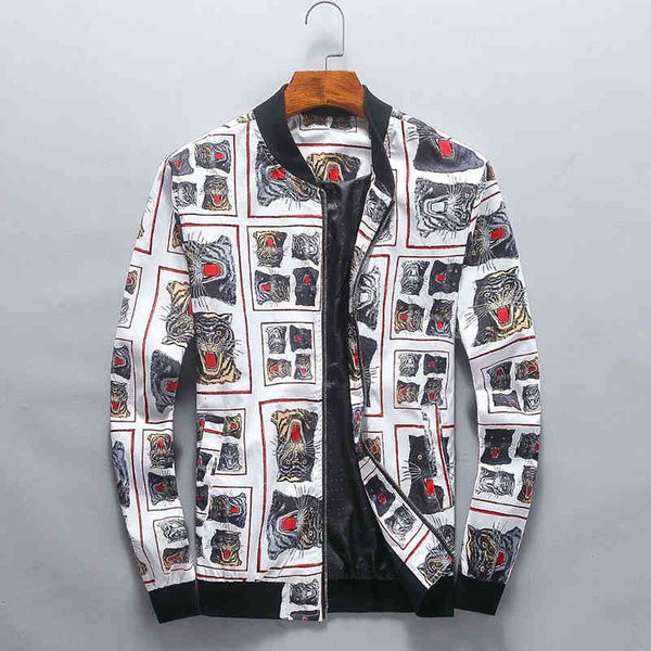 

men's jackets england style white long sleeves short tiger camera print with hooded jacket u6o6, Black;brown