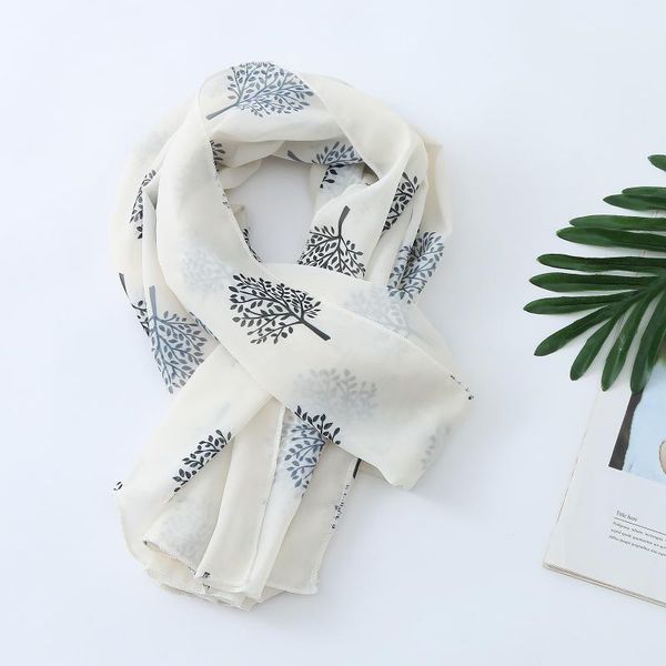 

cycling caps & masks paris yarn tree print silk scarf shawl fashion women long soft beach scarves leaves infinity wrap travel, Black