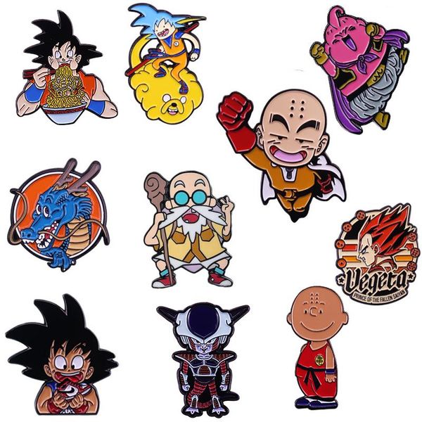 

pins, brooches wukong saiyan krillin roshi majin buu enamel pin brooch, Gray
