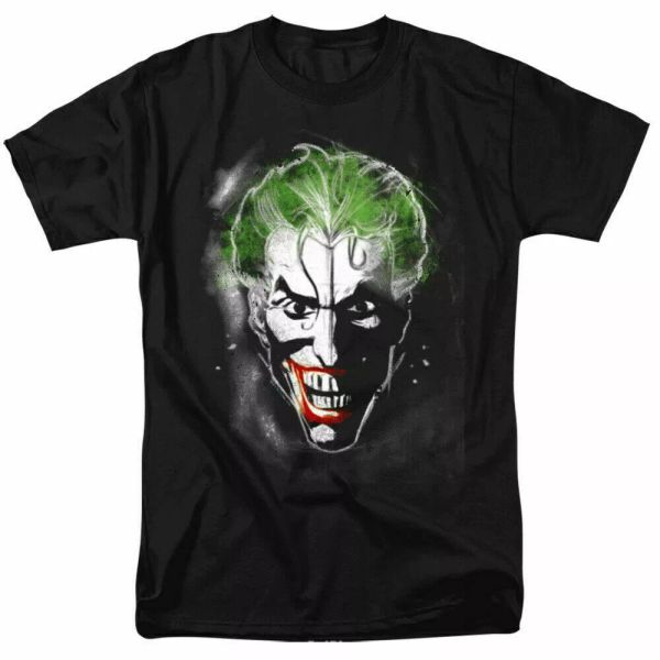 

the joker face of madness t shirt licensed comic book tee black, White;black