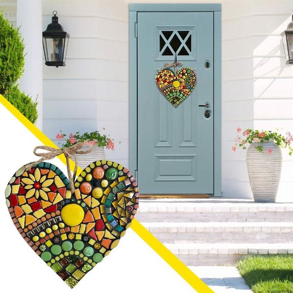 

decorative objects & figurines colorful mosaic heart hanging ornament romantic retro resin crafts for home garden courtyard decoration