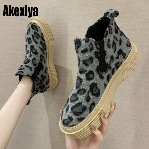 

female fashion slip on low heel sewing flock platform ankle boots women's casual comfortable style gray brown shoes p020, Black