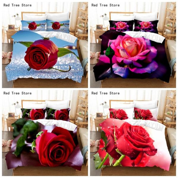 

plants and flowers print bedding set rose pattern adults 3d duvet cover  king size for double bed without sheet blanket sets
