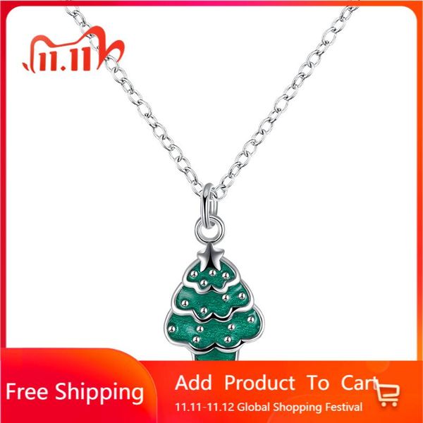 

pendant necklaces 2021 arrival green christmas tree necklace for women, Silver