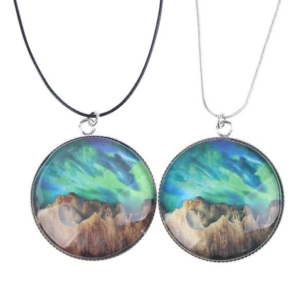 

pendant necklaces 1pcs necklace women blue sky white cloud chain fashion jewelry gifts for girl chic transparent resin rould ball, Silver