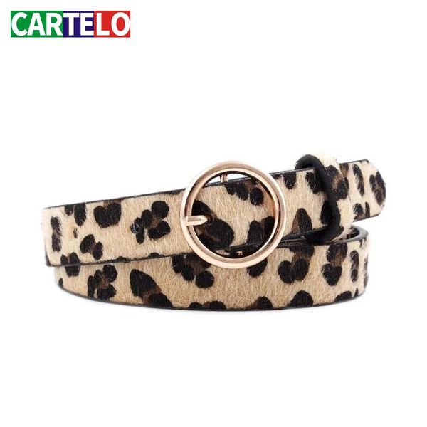 

belts cartelo belt with leopard pattern rose gold metal buckle women fashion female cummerbund horse hair, Black;brown