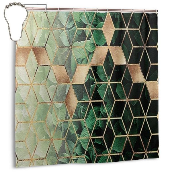 

shower curtains nordic green geometry waterproof polyester bathroom curtain with hooks decoration