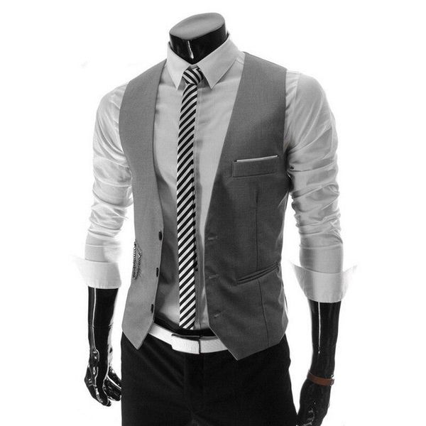 

men's vests 2021 men formal dress suit slim fit vest male wedding party waistcoat homme casual business jacket, Black;white
