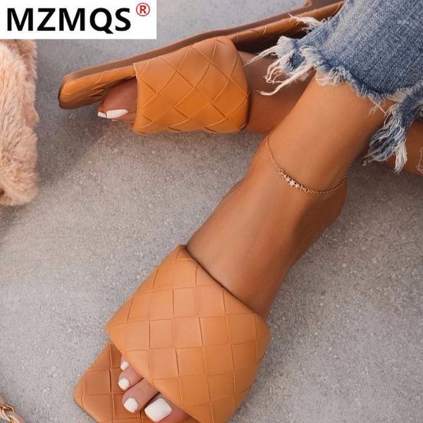 

sandals 2021 square toe slippers flat heels women's embroidered diamond-shaped shoes summer outdoor beach flip flops1, Black