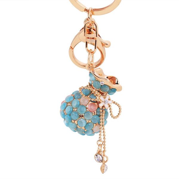 

keychains lovely trinkets opal lucky bag car key rings auto holder romantic colorful style wally decorated women chains good luck, Silver