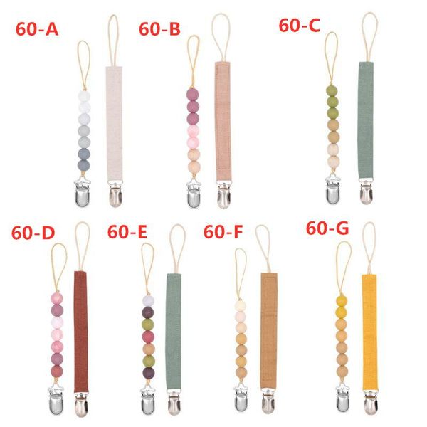

pacifier holders&clips# 2 pcs bpa baby clips universal sofy braided chain holder & silicone beaded binky teether toy