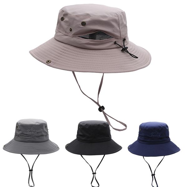 

men fisherman hat outdoor fishing basin caps sunscreen uv breathable sunshade hats spring summer wide brim cap yl607, Yellow