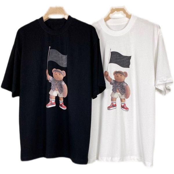 

palms angelsmens t shirt pa clothingshort-sleeved cute flag bear print loose all-match t-shirt, White;black