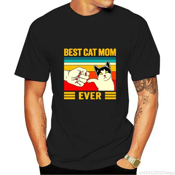 

men's t-shirts 2021 summer t-shirt cat mom ever printed pattern retro street casual cotton o-neck high-quality oversized top, White;black