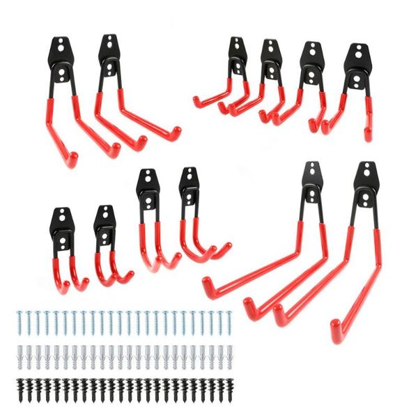 

hooks & rails 12pcs heavy duty hook garage organizer wall mount bicycle hanger metal ladders garden tool anti-slip storage