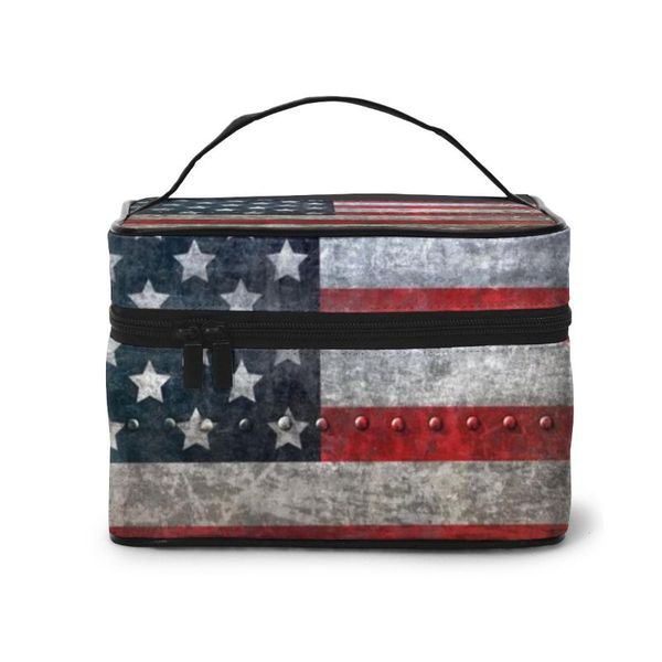 

women makeup bags cosmetic bag toiletries organizer travel storage vintage usa flag & cases