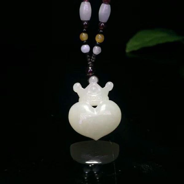 

lockets h7#exquisite hetian jade crown pendant, Silver